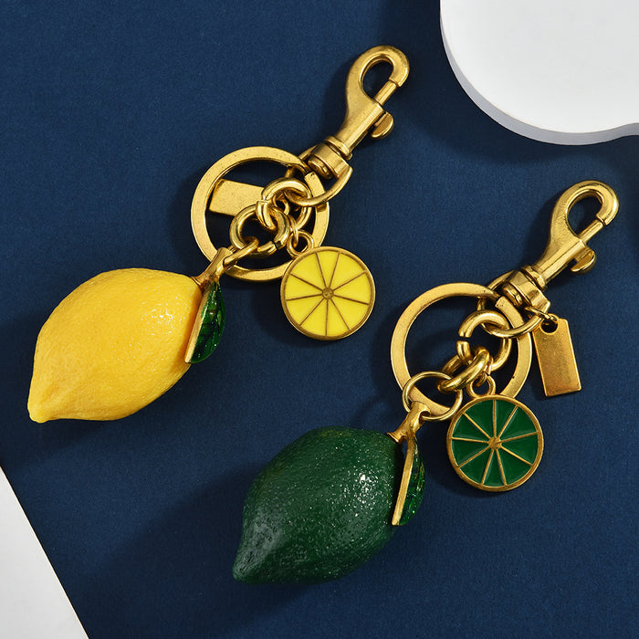 Wholesale Lemon Fruit Keychain Alloy Bag Charm Car Key Accessory Gift