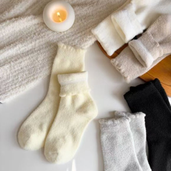 Wholesale Socks, mid tube socks, thick velvet, warm home floor socks, solid color sleep socks