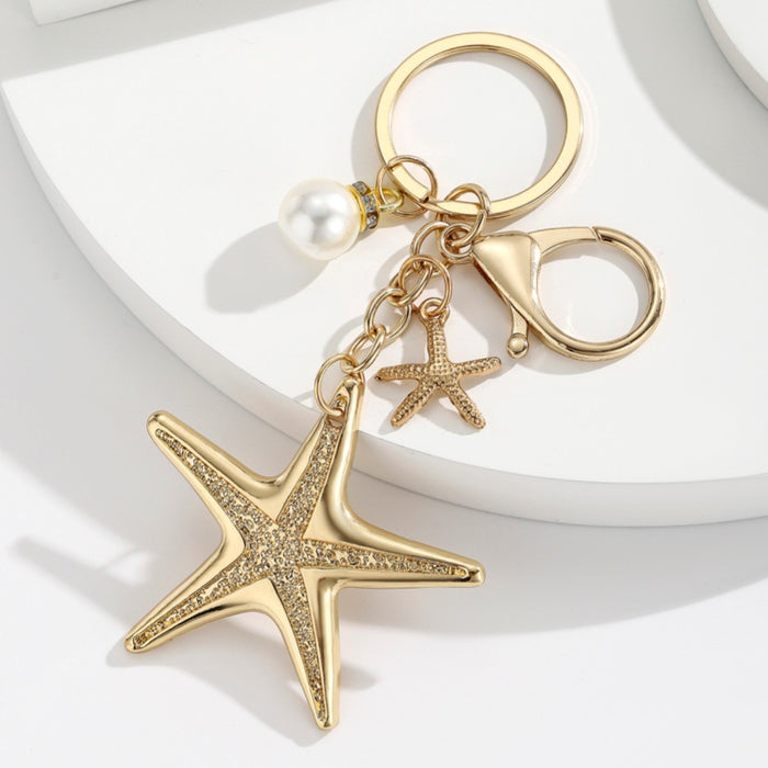 Wholesale Exaggerated Beach-Style Starfish and Conch Keychain