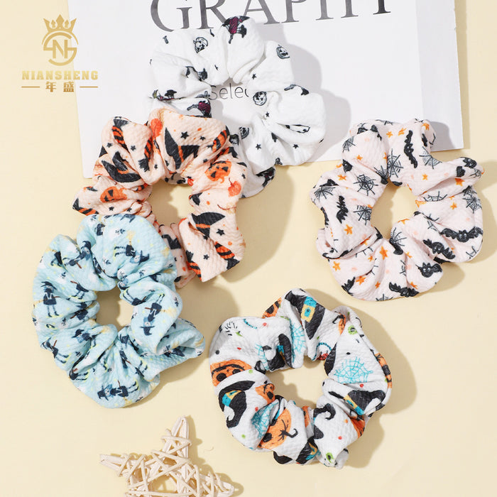 Wholesale  children' s hair accessories printed elastic large intestine ring cloth ring pure cotton girl baby hair ring