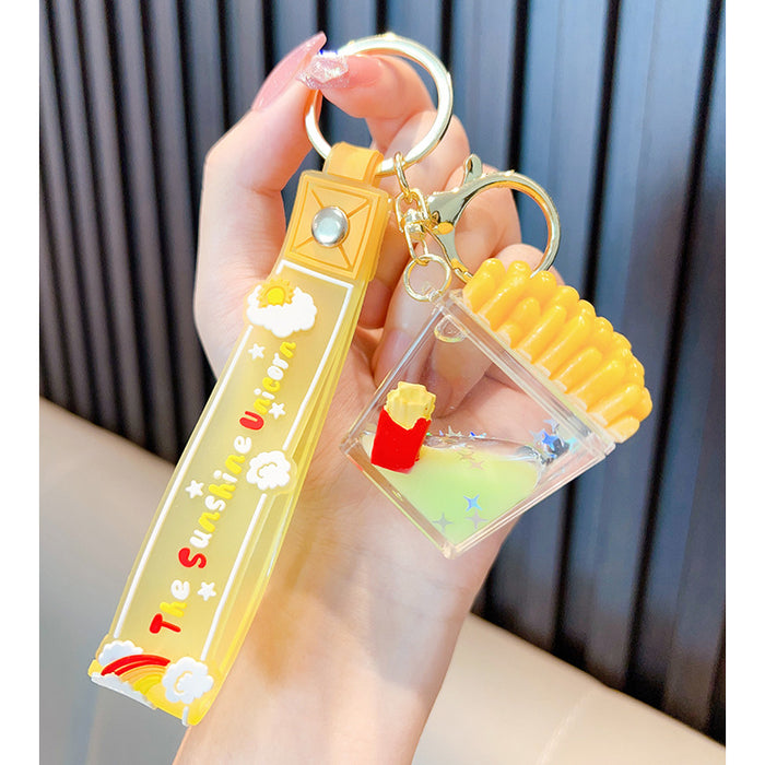 Wholesale Acrylic Hamburger French Fries Quicksand Bottle Keychain JDC-KC-WoA037