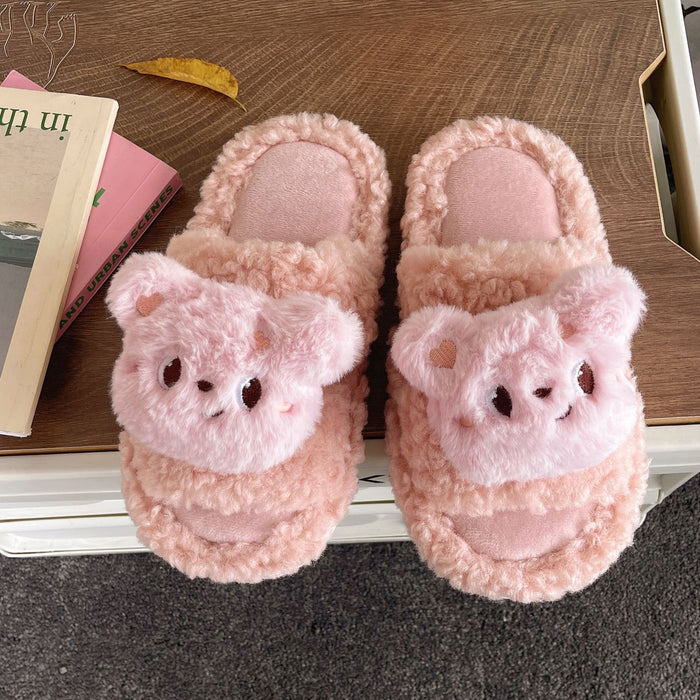 Wholesale Cotton Cartoon Cute Flat Furry Slippers JDC-SP-Lians005