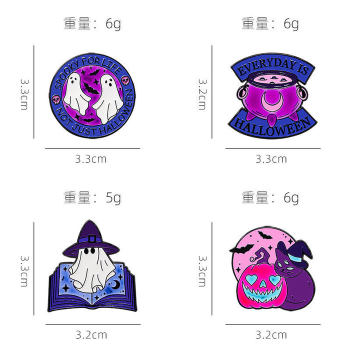 Wholesale  Luminous Emblem Cartoon Alloy Fluorescent Brooch Pumpkin Head Black Cat Ghost Clothes Decoration Accessories