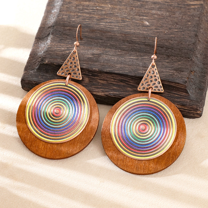 Wholesale Bohemian Colorful Spiral Round Earrings Party Wear Jewelry Accessory MOQ≥2