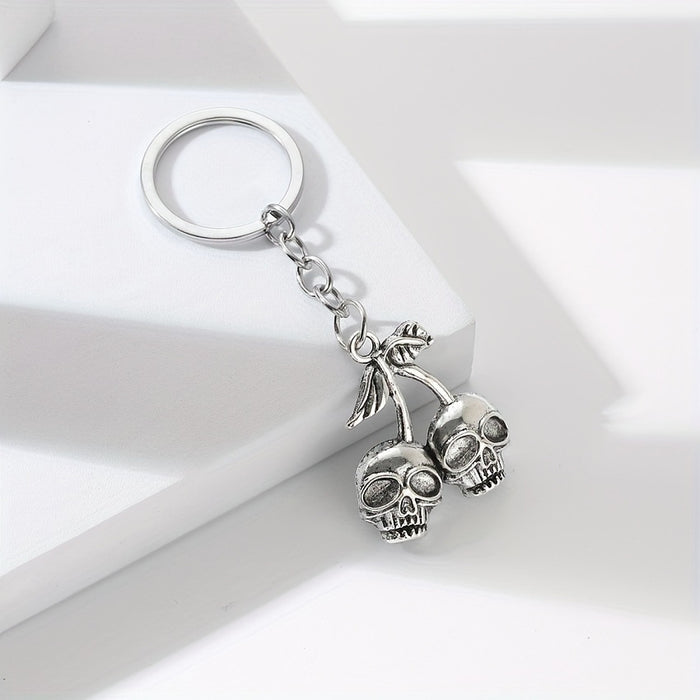 Wholesale Dark Style  Cherry Skull Keychain Bag Charm Zinc Alloy Party Gift