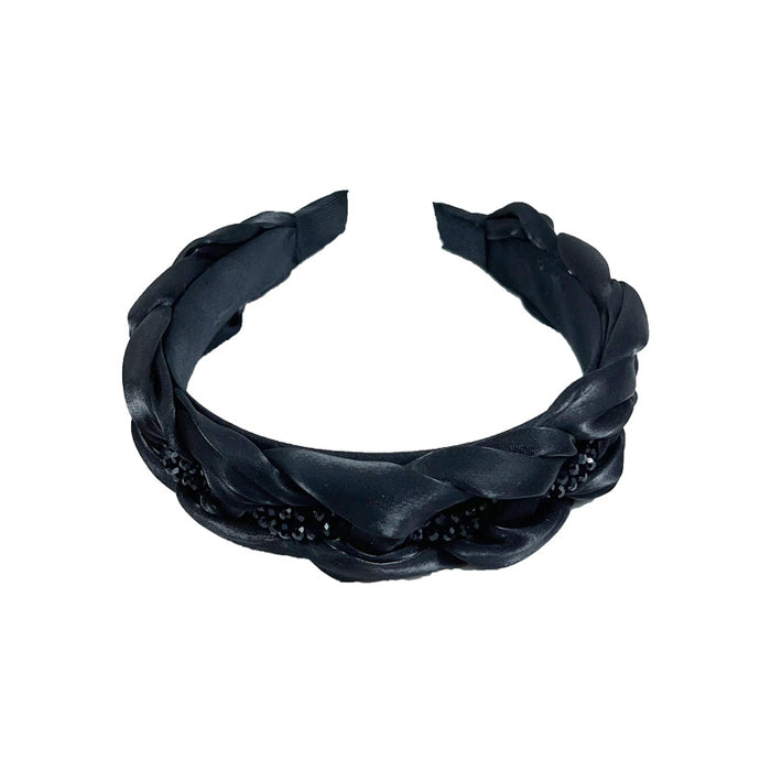 Wholesale Pleated Crystal Bow Satin Fabric Headband JDC-HD-ChaoXuan010