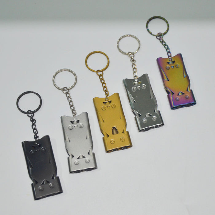 Wholesale Stainless Steel Three-Tube Whistle Keychain JDC-KC-KB037