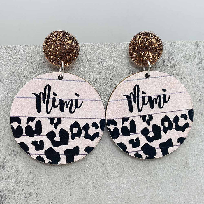 Wholesale wooden earrings round wood grain shape Mother's Day earrings for women