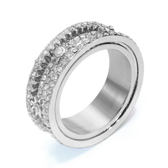 Wholesale gear rotating diamond ring fashion color diamond ring ring