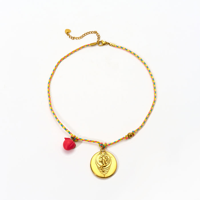 Wholesale Original design: rope, hand woven pendant, stainless steel inlaid with zircon, twelve zodiac signs necklace, fashionable and elegant accessory