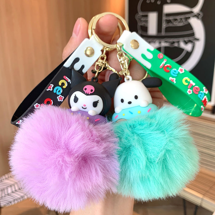 Wholesale  Keychain Fur Ball Pendant Cartoon Doll Key Chain Cute Bag Pendant