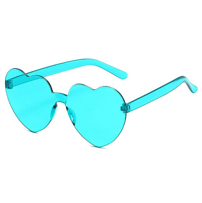 Wholesale Love sunglasses party one-piece frameless sunglasses transparent peach heart glasses