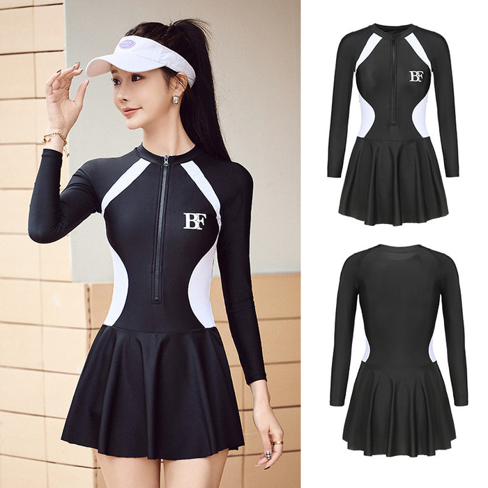 Wholesale Women's one-piece sports professional long sleeved sunscreen swimsuit