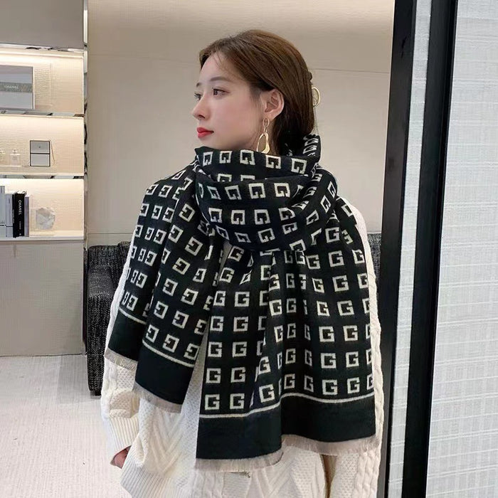 Wholesale Autumn and Winter Plaid Letter Scarf JDC-SF-Xuanx004