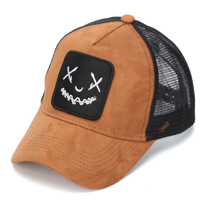 Wholesale Trendy Face Embroidered Mesh Baseball Cap Unisex Sun Hat