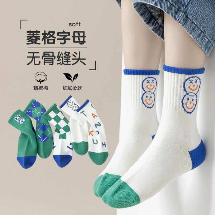 Wholesale Autumn and Winter Cartoon Combed Cotton Student Socks Mid Tube Socks JDC-SK-SL004