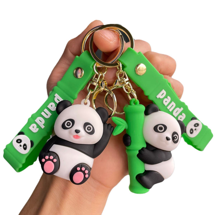 Wholesale Cartoon Bamboo Panda Keychain Bag Pendant Car Keychain Cute Doll Couple Small Gift Wholesale