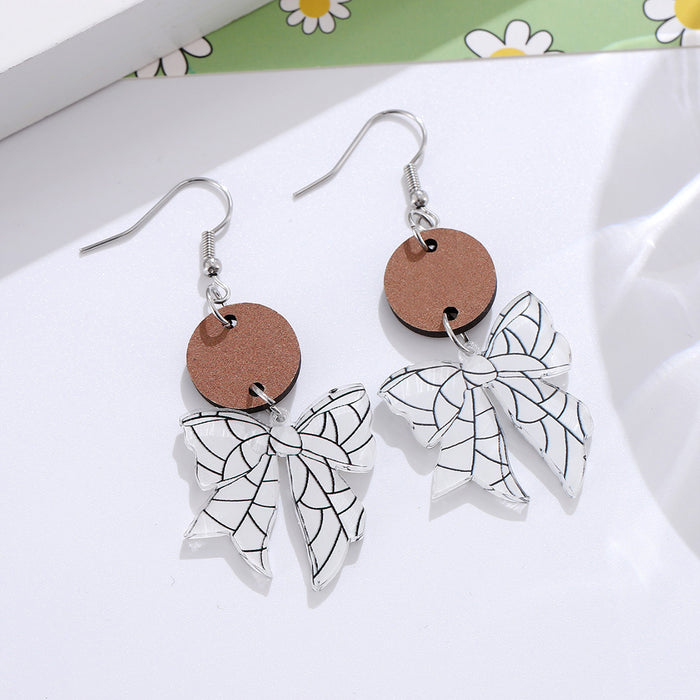Wholesale New Ball Bow Disc Splicing Pendant Earrings, Acrylic Earrings for Watching Competitions, Gift