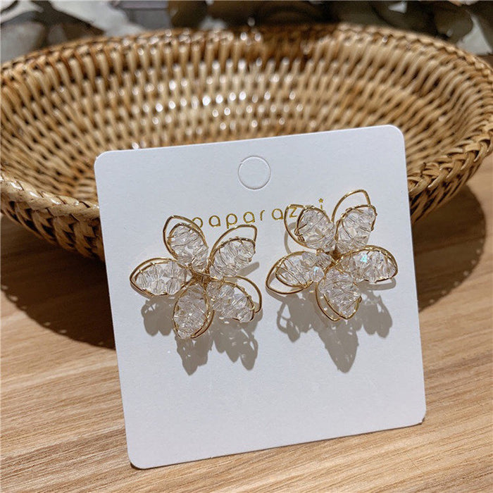 Wholesale Three dimensional flower earrings, silver needles, sparkling crystal earrings, earrings, pendants, earrings