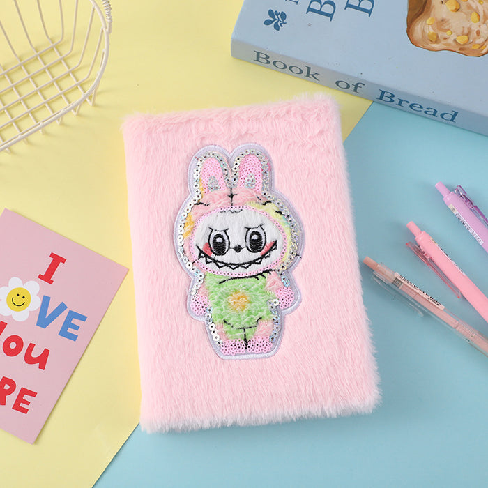 Wholesale Cartoon plush notebook,  cute candy-colored student notebook,  new children' s diary