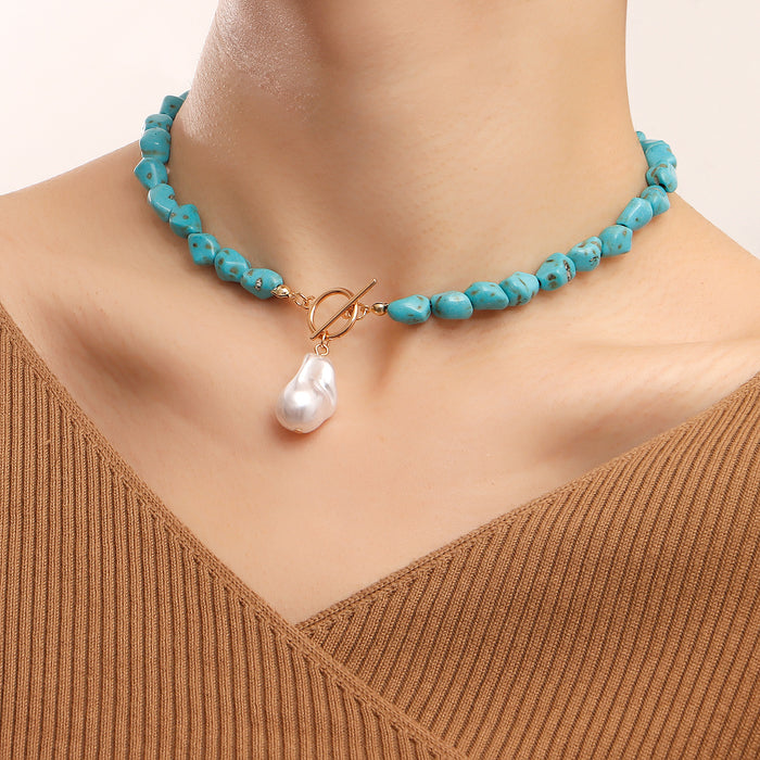Wholesale Irregular Natural Turquoise Pearl Necklace