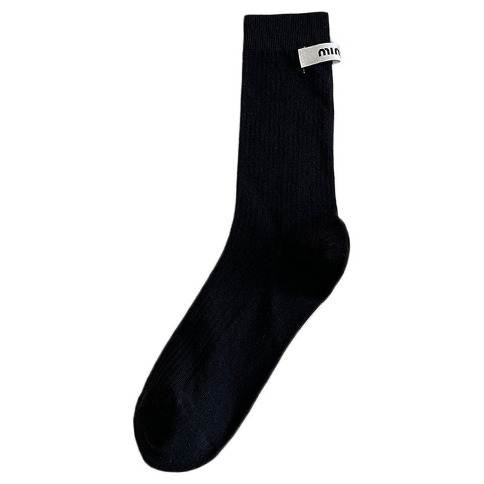 Wholesale Sock fabric label letter pile socks college style versatile colorful mid tube socks
