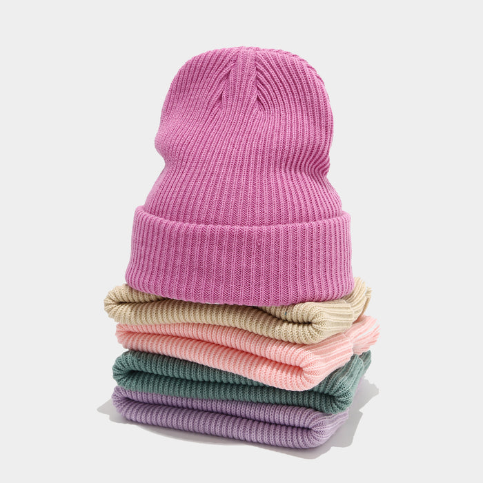 Wholesale Double-striped cuffed pullover warm knitted fashionhat