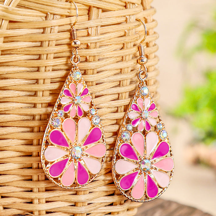 Wholesale Zinc Alloy Bohemian Drop Earrings with Rhinestone for Party Wear Boutique Resale MOQ≥2