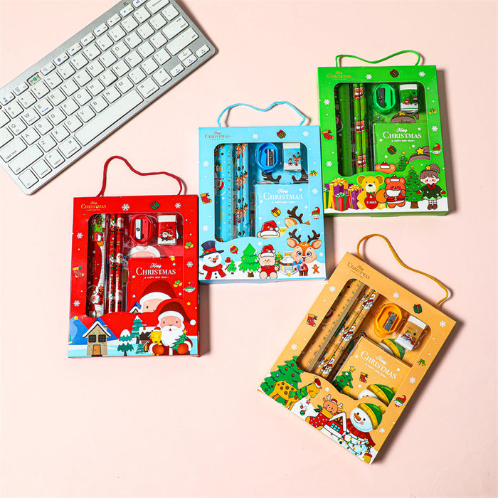 Wholesale Christmas portable 6-piece student stationery gift box set children' s Christmas small gifts gift prizes kindergarten