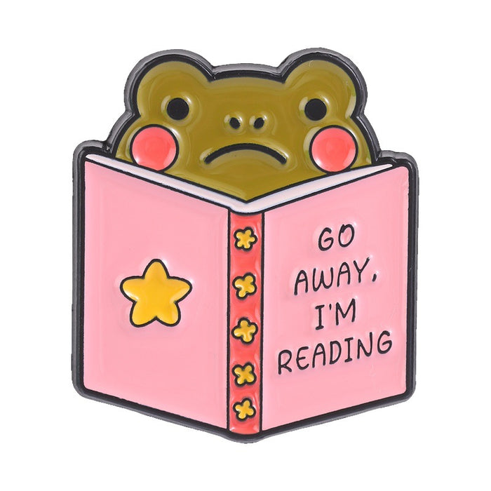 Wholesale Trendy Bookish Frog Brooch Go  I M Reading Enamel Pin For Reading Enthusiasts