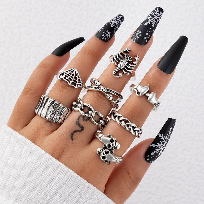 Wholesale Punk Style Skull Snake Ring Set Alloy Fashion Accessory MOQ≥2