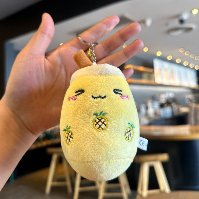 Wholesale Creative Milk Tea Plush Bag Pendant Cute Cartoon Furry Keychain Pendant Accessories Car Pendant