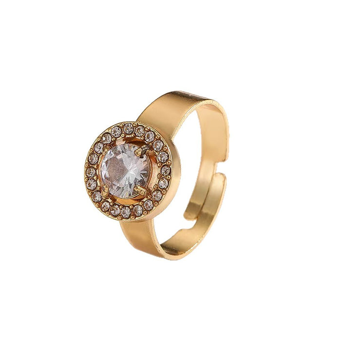 Wholesale New retro multi style zircon open ring, niche high-end, light luxury stainless steel accessory ring, couple ring