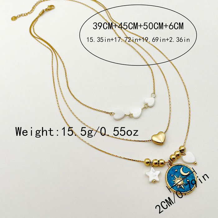 Wholesale Stainless Steel Star Moon Clavicle Necklace JDC-NE-Jinyue006