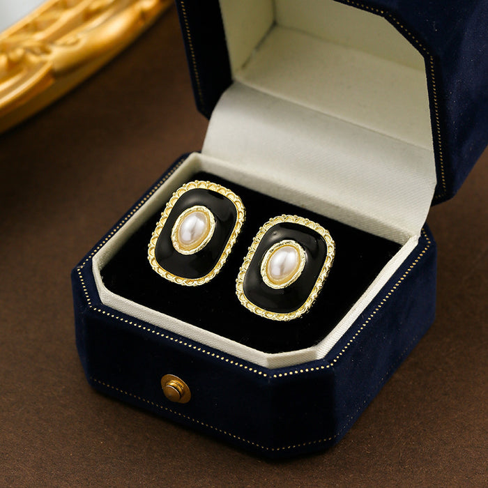 Wholesale Silver Needle Light Luxury Premium Geometric Square Pearl Earrings Fashion Charm Earrings Earrings Earrings