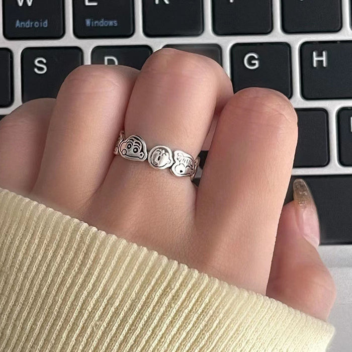 Wholesale Cute anime cartoon ring, niche design, adjustable opening, index finger ring