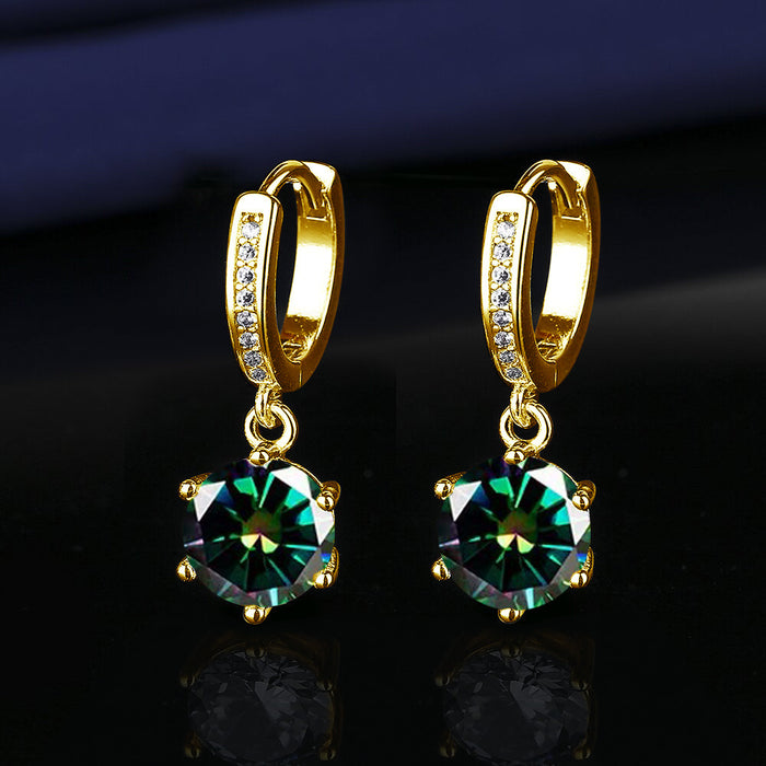 Wholesale Platinum Gold Tassel Earrings Six-Prong Imitation Moissanite Two Carat for Women Everyday Fashion Accessory