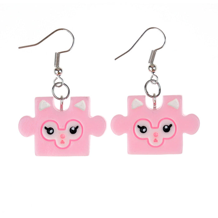 Wholesale Earrings Resin Fun Cute Colorful Cartoon Building Blocks Puzzle (M) JDC-ES-niqing016