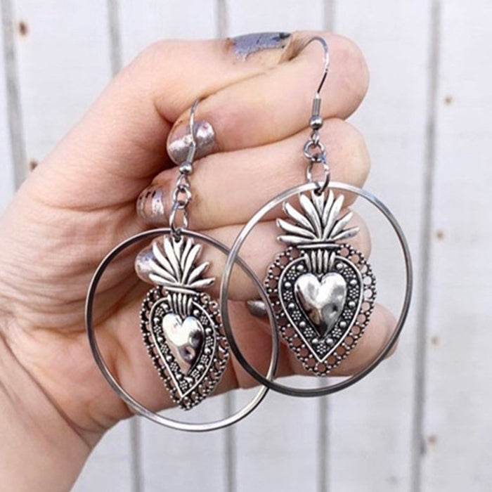 Wholesale Retro Ethnic Style Hollow Love Butterfly Earrings JDC-ES-LCR005