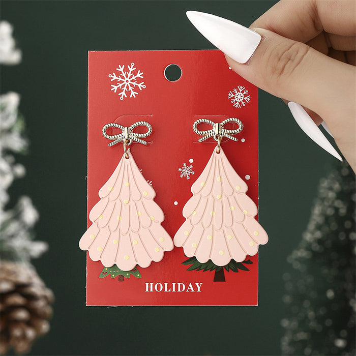 Wholesale Christmas earrings for women cartoon Christmas tree elk tassel  earrings