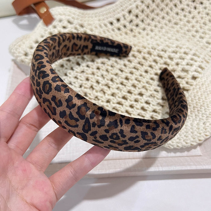 Wholesale Deep Curry Color Leopard Hair Hoop Retro Wind Pressure Hair Stamp