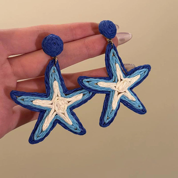 Wholesale Spring and summer new holiday style hand woven starfish earrings Bohemian  earrings