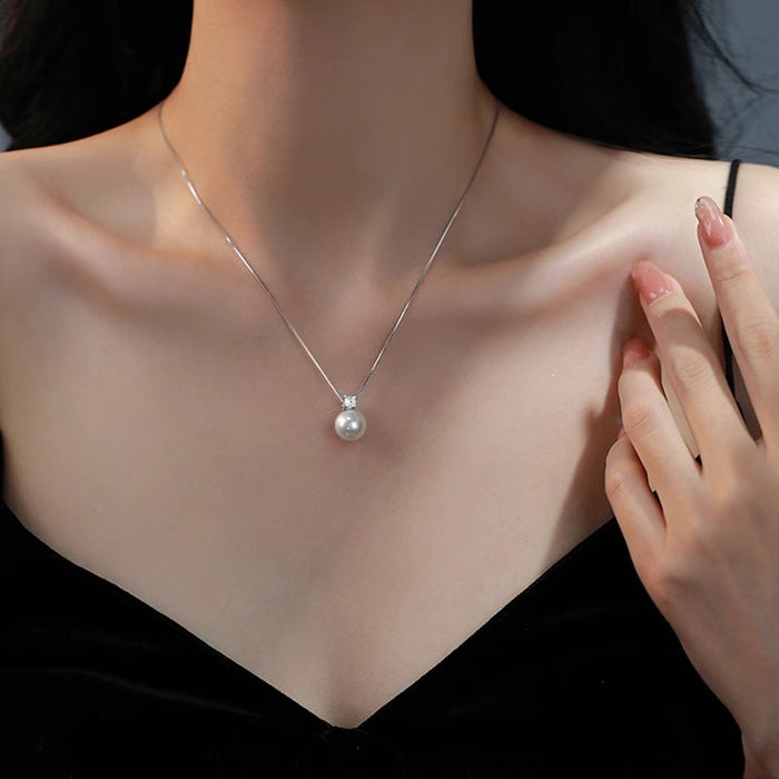 Wholesale Pearl Necklace Sterling Silver Princess Accessible Luxury High-End Clavicle Chain
