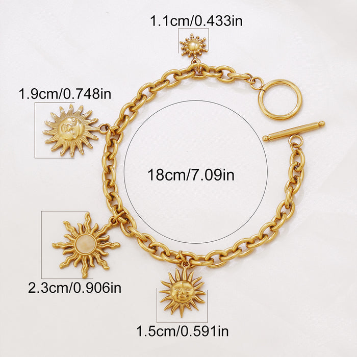 Wholesale Stainless steel sun multi pendant bracelet,  simple turquoise sun bracelet