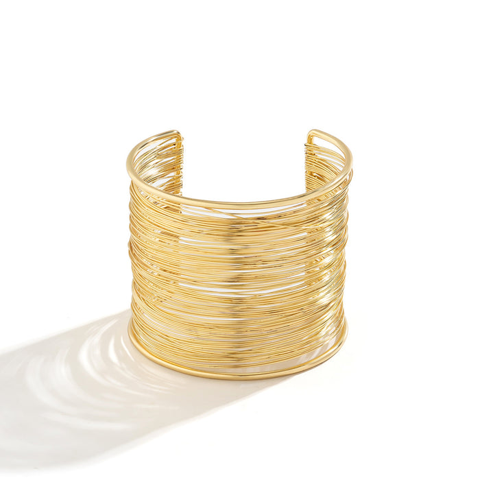 Wholesale Metallic brushed open electroplated bracelet with personalized simplicity