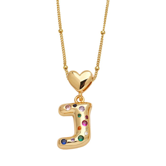 Wholesale  Love  English Letter Necklace Women's Color Zircon Gold Plated Clavicle Chain