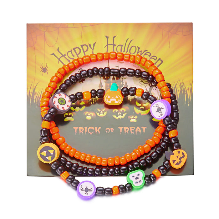 Wholesale  bracelet rice bead orange pumpkin skull pendant jewelry set
