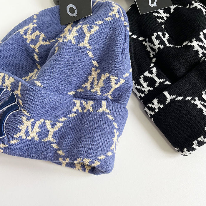 Wholesale autumn and winter all-over printed jacquard knitted hat for cold protection and warmth ear protection pullover hat JDC-HT-MaiM002