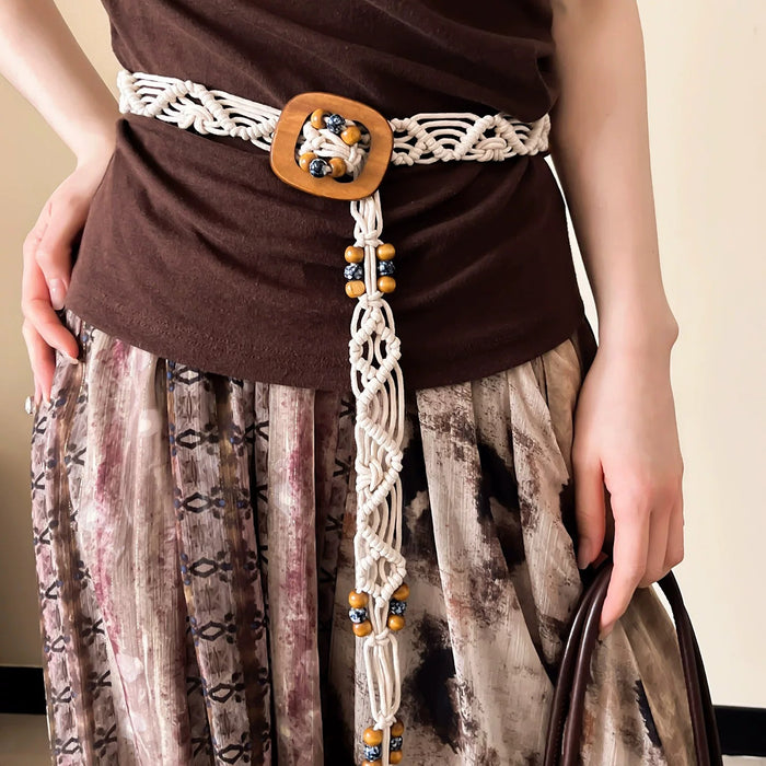 Wholesale Boho Woven Waist Belt For Women Retro Butterfly Design Belt Dress Accessory Summer Vacation Style