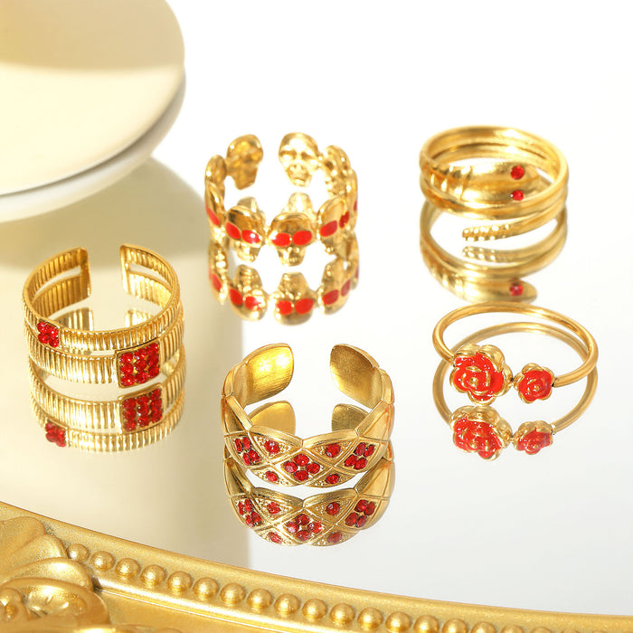 Wholesale Stainless Steel Serpent and Skull Motifs Rings